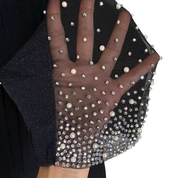 Alex Evening Beaded Sleeve Twinset 2X Black Fairy Glam Party Wedding Guest Wear - Picture 5 of 9